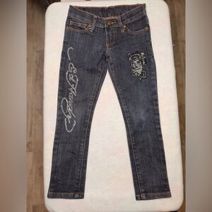 Ed Hardy Women's Dark Gray Jeans with Rhinestone Accents